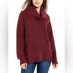 NEW Hippie Rose Junior's Turtleneck Pullover Mod Length Loose Fit Sweater Red XS